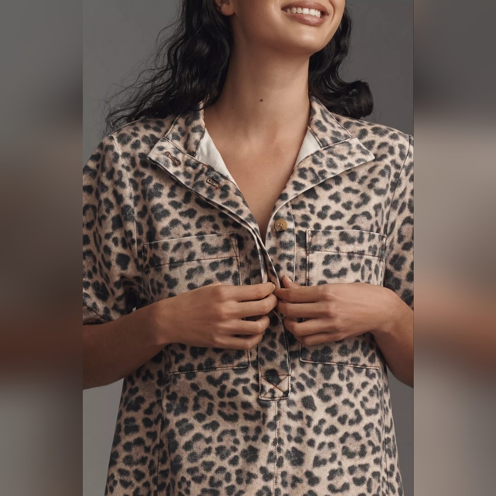 Anthropologie Leopard-Print Polo Mini Dress XL - Picture 12 of 12